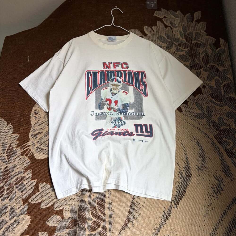 All Sport New York Giants Jason Sehorn Size XL White T-Shirt